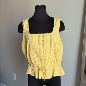 Old Navy Yellow Sleeveless Blouse with Lace Detail